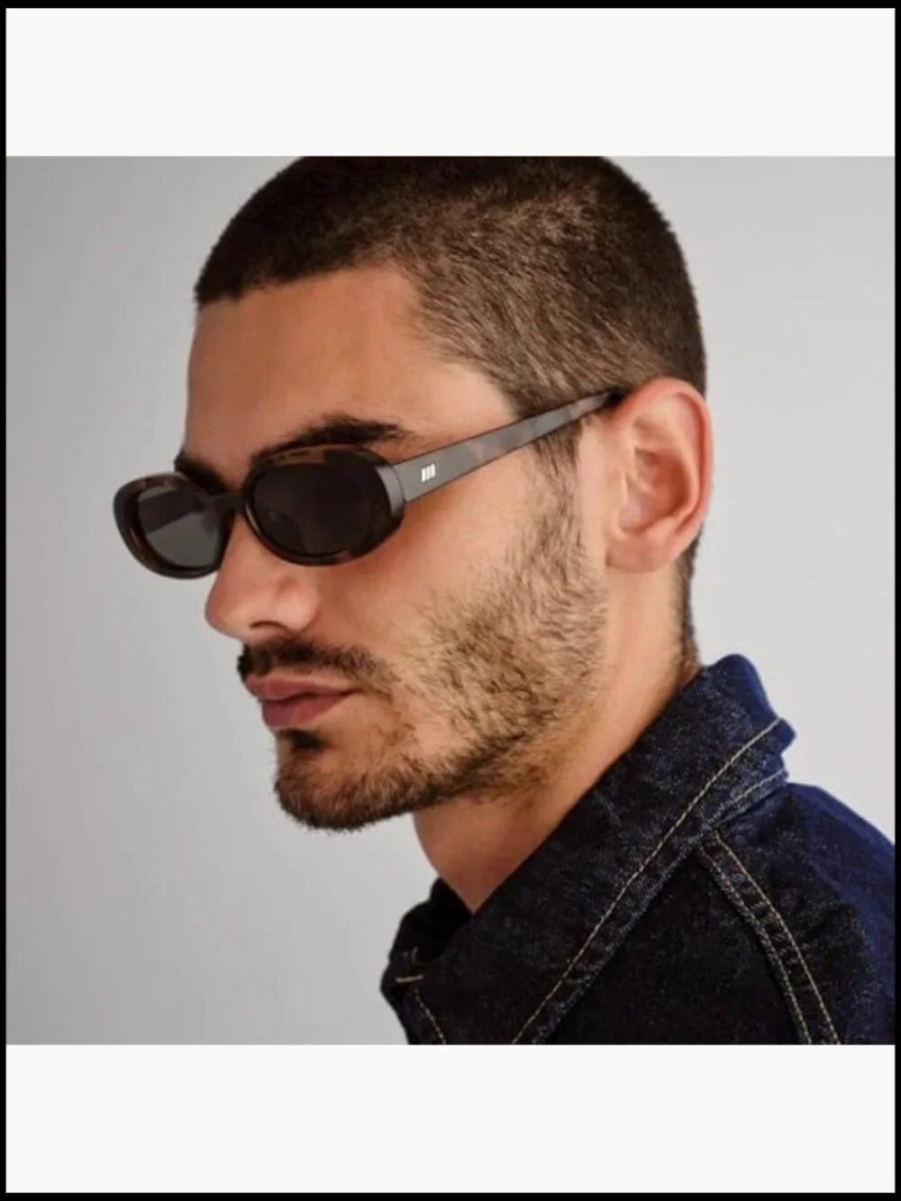 Unisex Oval Sunglasses - Tort Frame, Green Lenses, Micro 90s Style